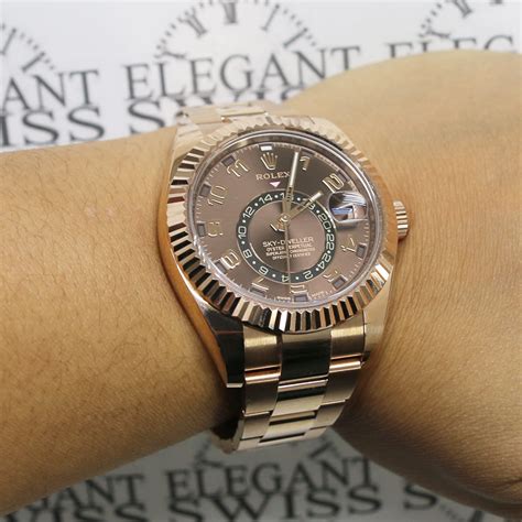 rolex sky dweller 18k rose gold men's automatic watch|rolex sky dweller review.